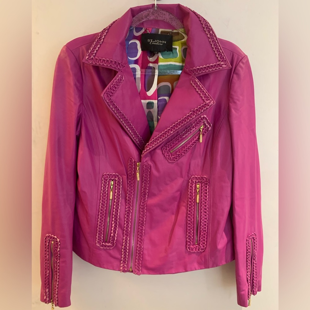 St John Couture Pink Leather Jacket